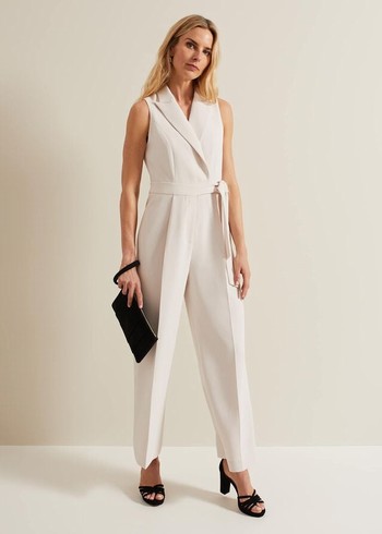 Phase Eight Clarissa Tux Wide Leg Jumpsuit White Australia | TD8340712